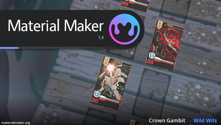 Material Maker splash screen featuring Crown Gambit