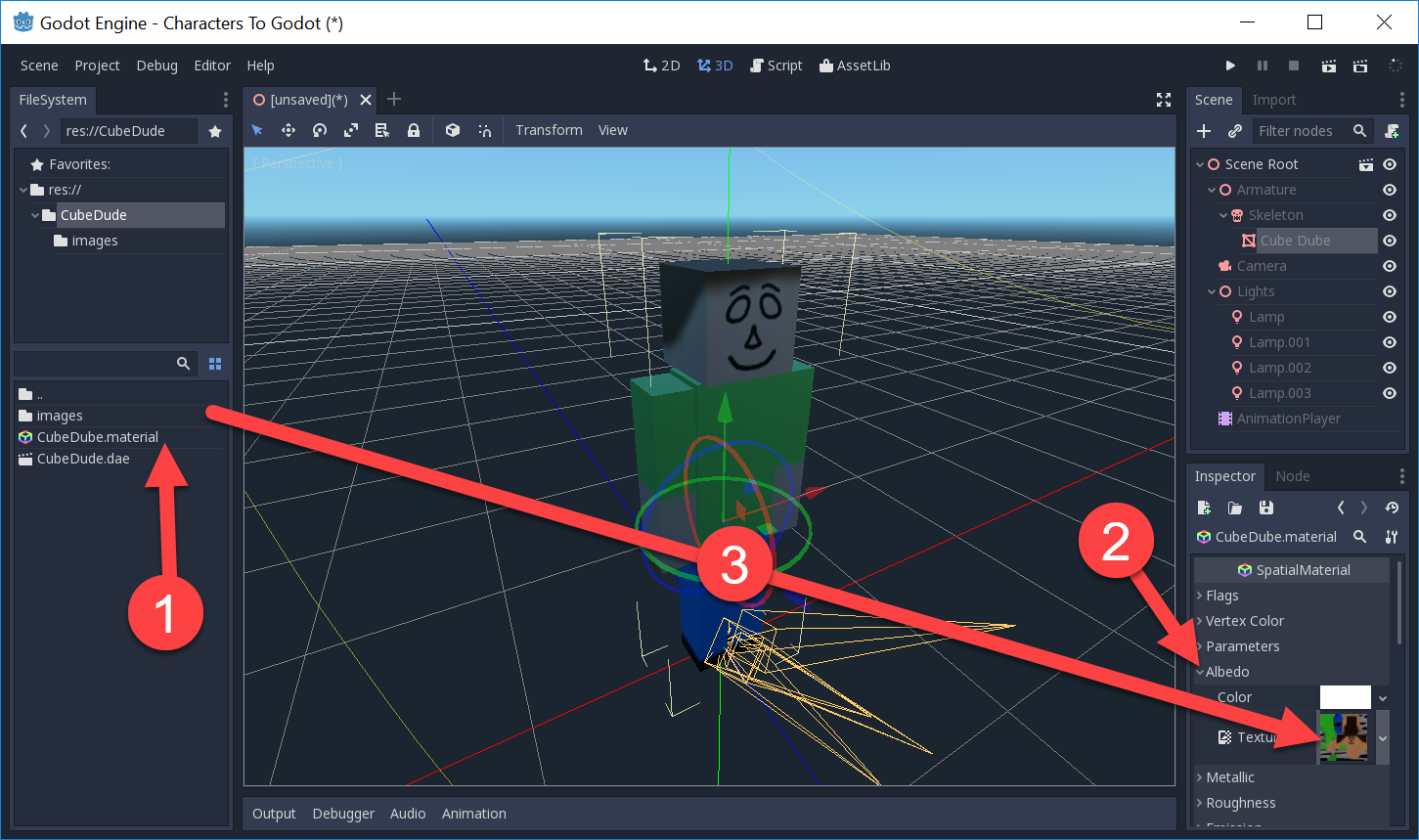 Adding textures to the material in Godot