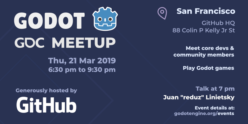 Godot GDC Meetup @ GitHub HQ event banner