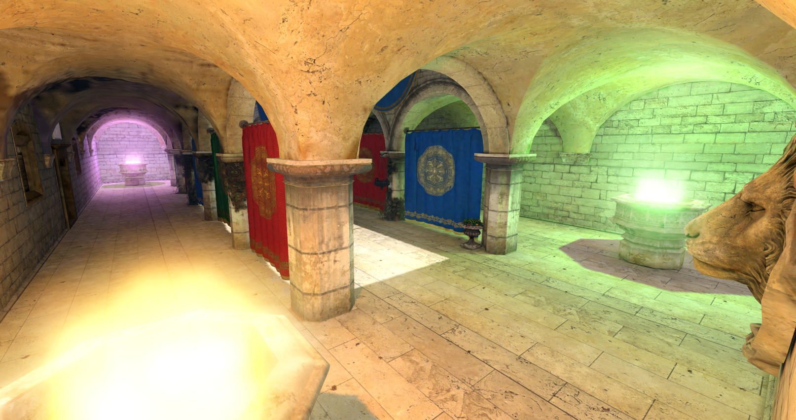 Sponza scene with both direct and indirect lighting