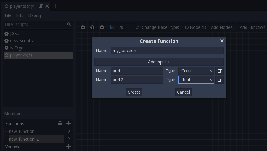 Demo of helper function creation dialog