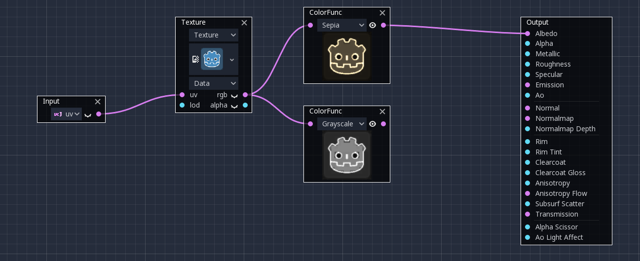 Grayscale and Sepia node examples