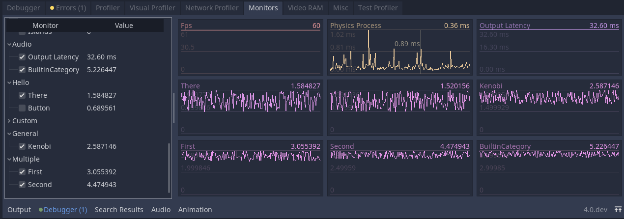 Custom monitors in the debugger