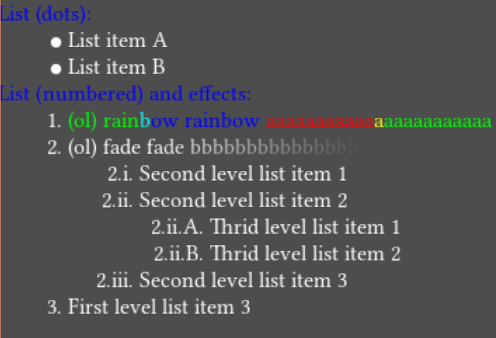 Unordered and ordered lists