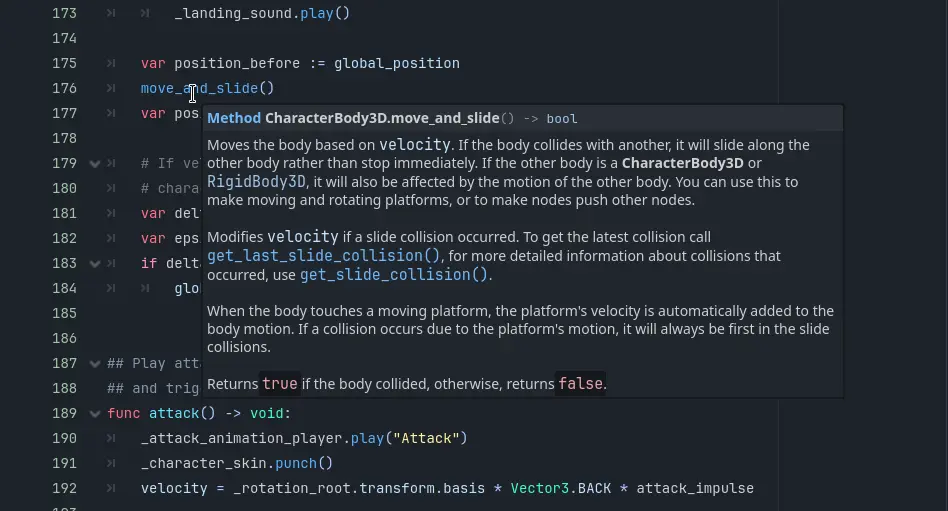 Documentation tooltip