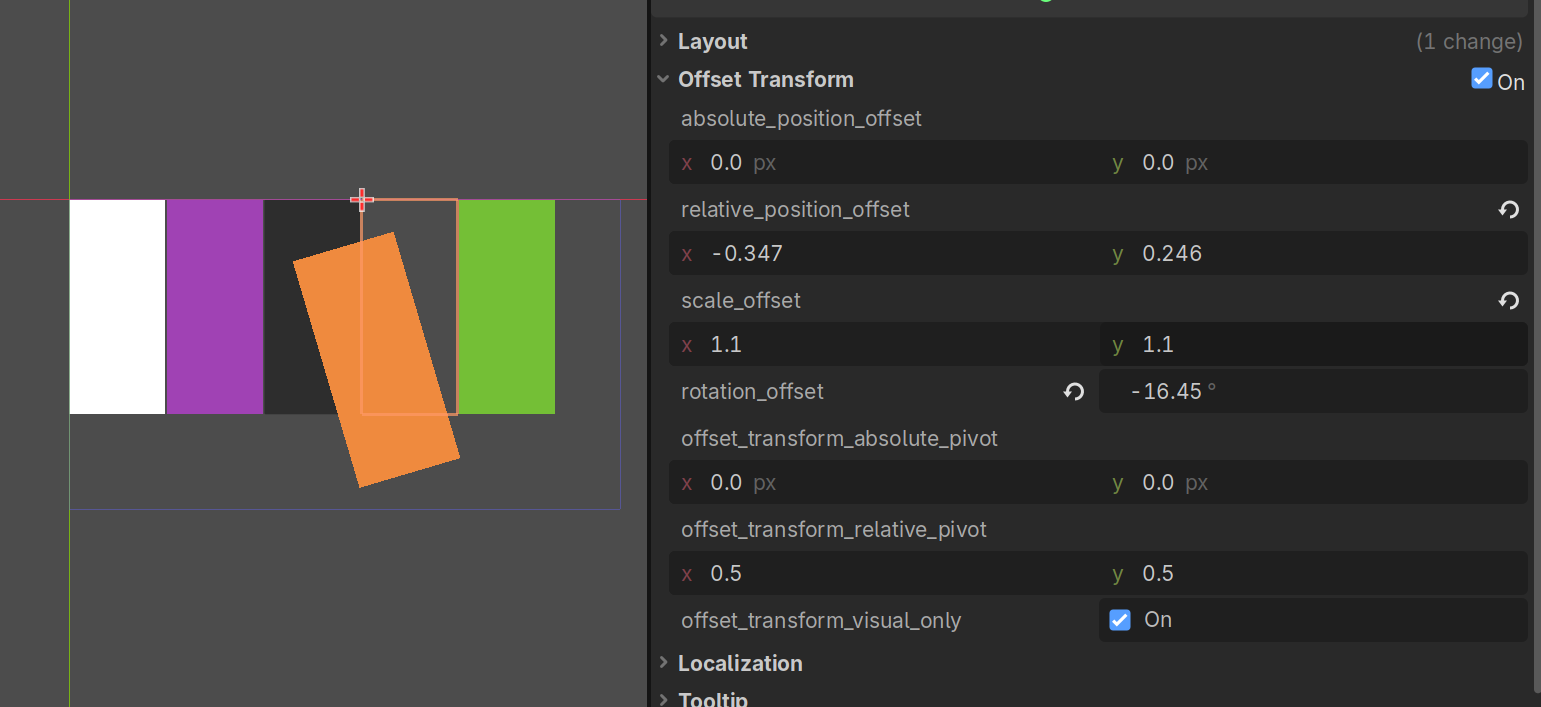Render transform properties in the inspector