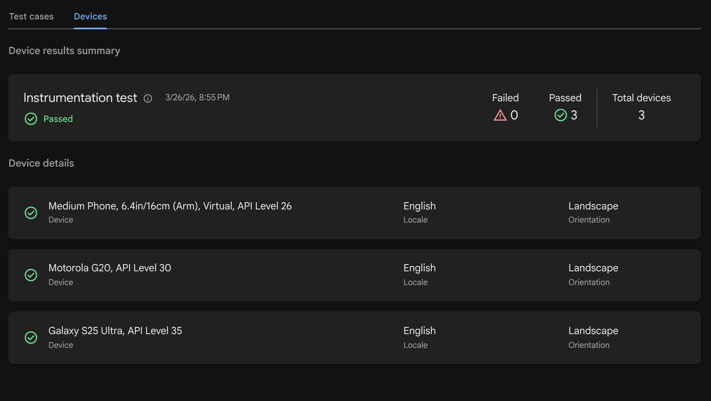 Godot instrumented tests screenshot