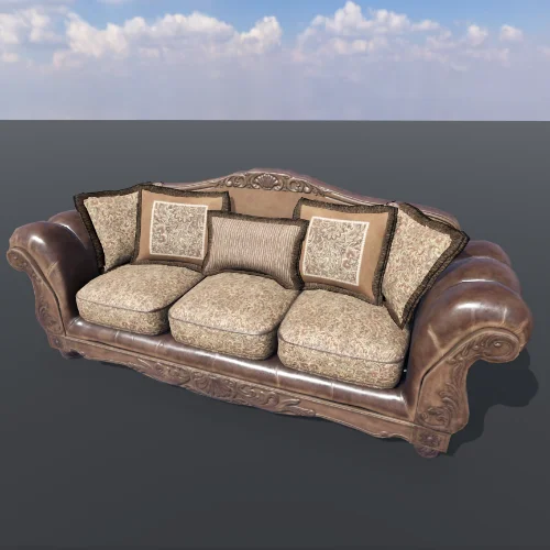 Scene without bent normals of a vintage couch.