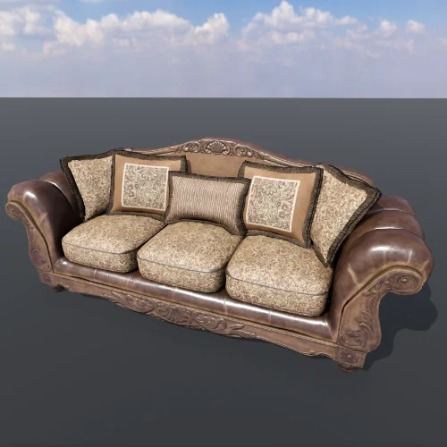 Scene with bent normals of a vintage couch.