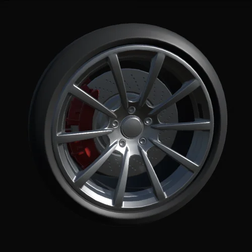 Car wheel scene on Forward+ without specular occlusion from ambient light.