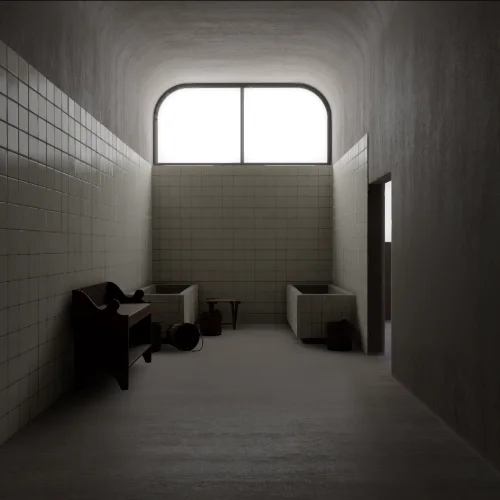 Bathroom scene on Mobile with specular occlusion from ambient light.